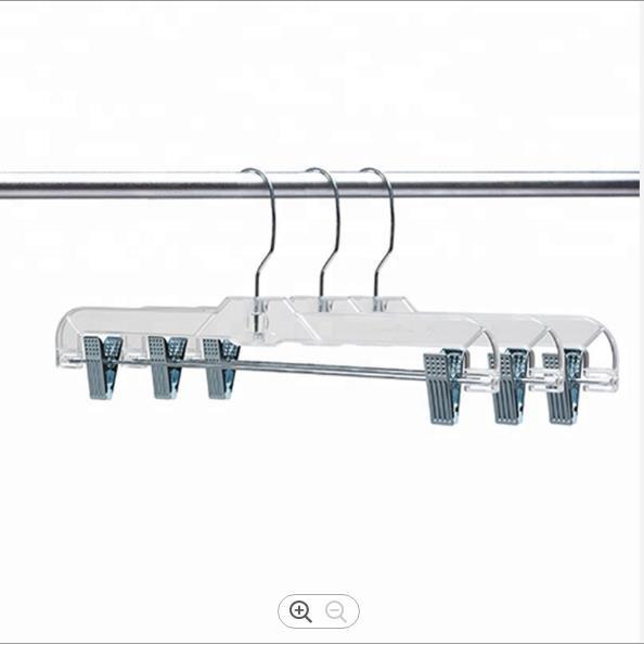 Transparent Trouser Clip Hangers 11 Inches Plastic Clothes Hangers With Clips