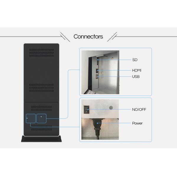Black Interactive Touch Screen Kiosk Indoor 110V 43inch LCD Information Display
