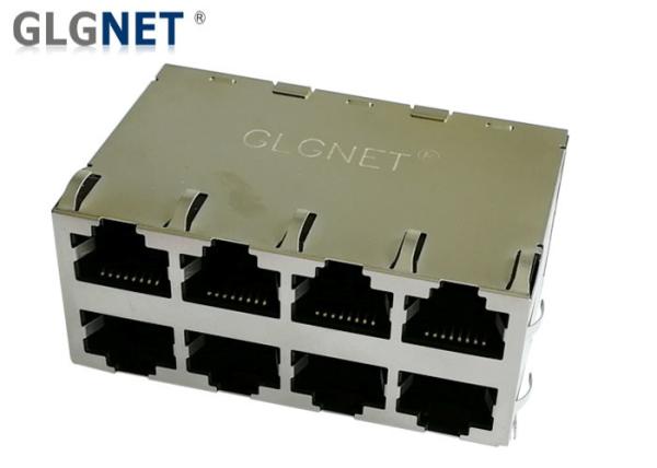 Phosphor Bronze Stacked RJ45 Connectors Glass Filled PA46 0.2MM Thickness