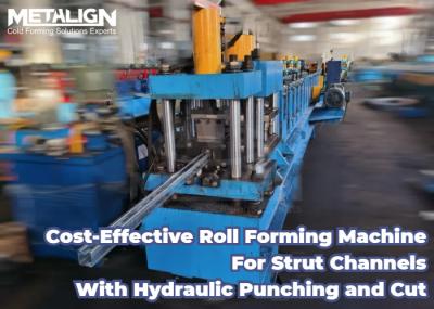 Photovoltaic Strut Channel Roll Forming Machine 10m/min With Hydraulic Punching And Cut