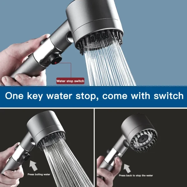 Modern Design Handheld Shower Head with Adjustable Water Pressure and Massage Function