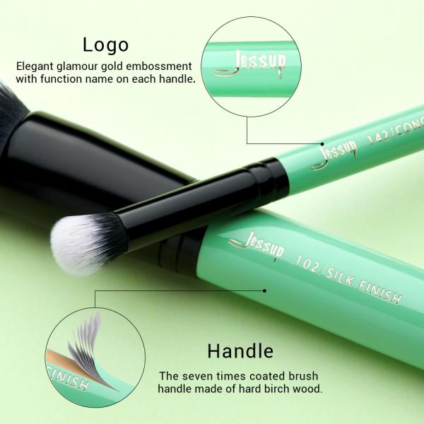 Neo Mint Face And Eye Makeup Brush Set With Bag Antibacterial