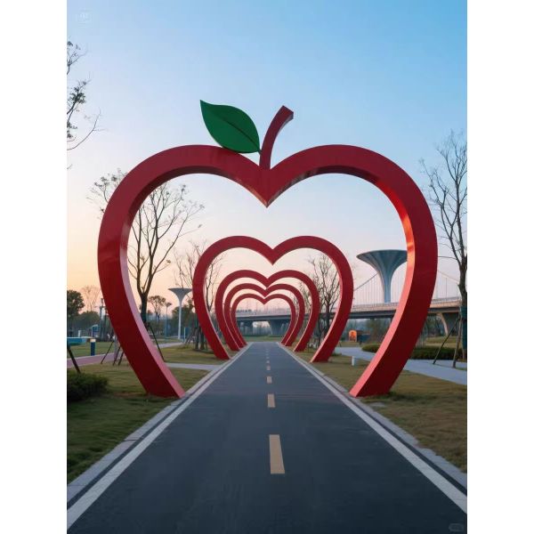 Giant Red Apple Archway Tunnel Outdoor Landscape Installation