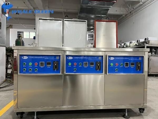 High Frequency Ultrasonic Cleaner 3 Soak Tanks for Industrial Metal Belt 20-95C Adjustable Heater
