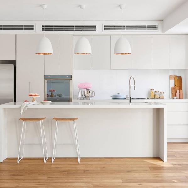 Latest Custom I Shape White Lacquer Kitchen For Apartments And Hotel