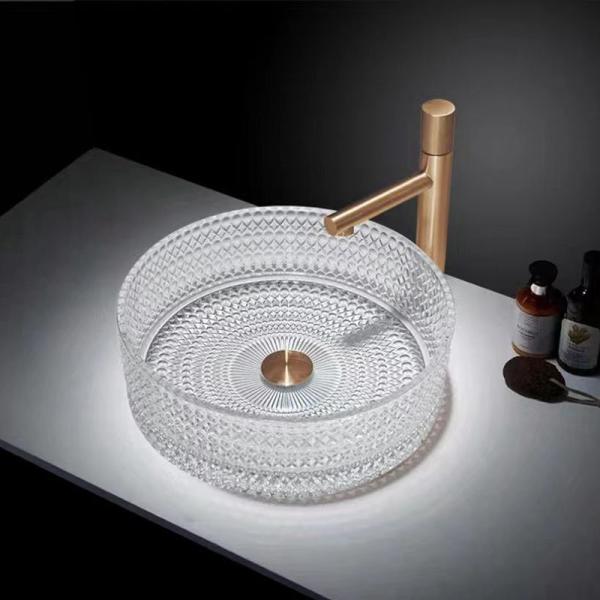12mm Thickness Glass Vessel Basins Crystal Clear Sink No Leakage