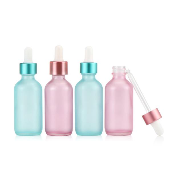 Semi Transparent Blue Pink Glass Dropper Empty Essential Oil Bottle 30ml