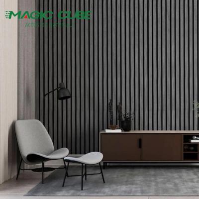 3 Side Wrapped Acoustic Slat Wall Panel Sound Absorbing Wood Veneer