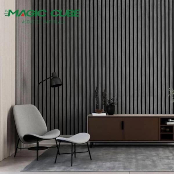 3 Side Wrapped Acoustic Slat Wall Panel Sound Absorbing Wood Veneer