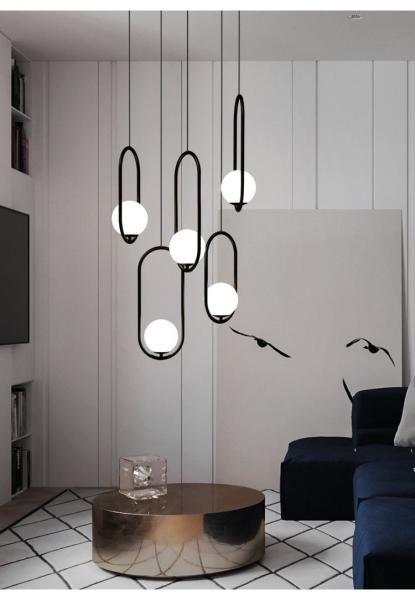 LED Pendant Lights Home Decoration Living Room Bedside Glass Black Suspension lamp(WH-GP-39)