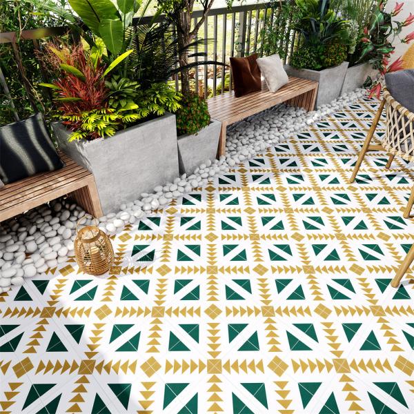 Green Yellow 200x200mm Ceramic Rustic Tile for Bathroom Wall