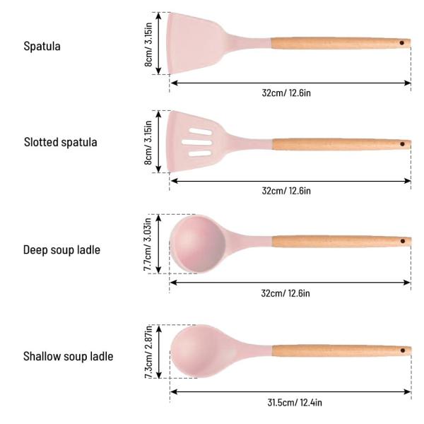 19pcs Non-Stick Silicone Cooking Kitchen Utensils Spatula Set With Holder, Wooden Handle Silicone Kitchen Gadgets