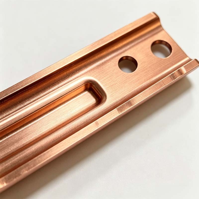 Custom CNC Machined T2 Pure Copper Slotted Mounting Bracket with Precision Adjustable Long Slot