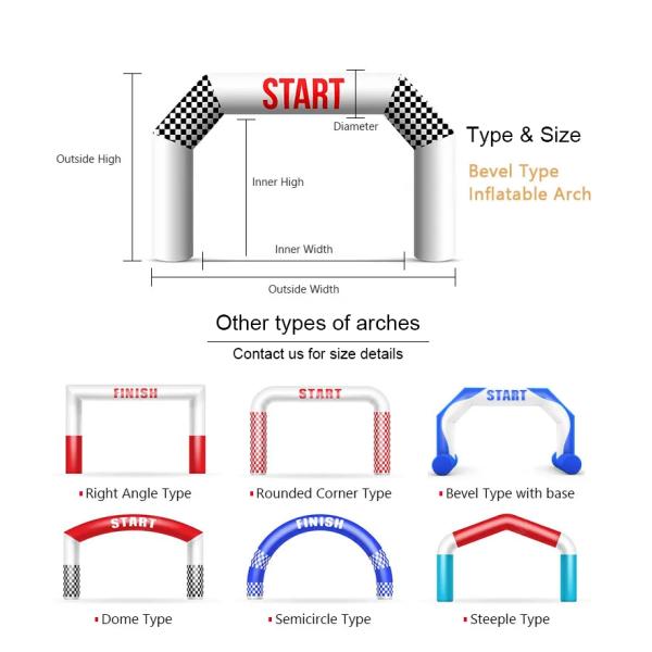 Наружное мероприятие Дисплей Custom Print Водостойкий Старт Добро пожаловать Финиш Врата Гонка Спорт Воздушные надувные арки