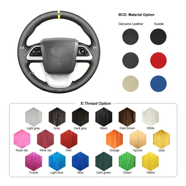 MEWANT Christmas Gift Steering-wheel Covers For Toyota Prius 4 Prime Mirai Car Steering Wheel Under Bottom Cover Leather