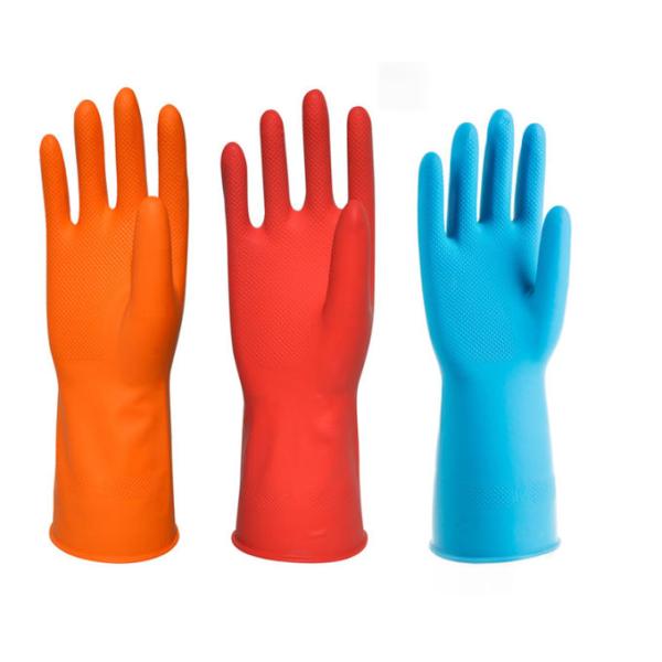 Strong Dip Flocklined Household Cleaning Gloves Puncture Resistant Xl Latex Gloves