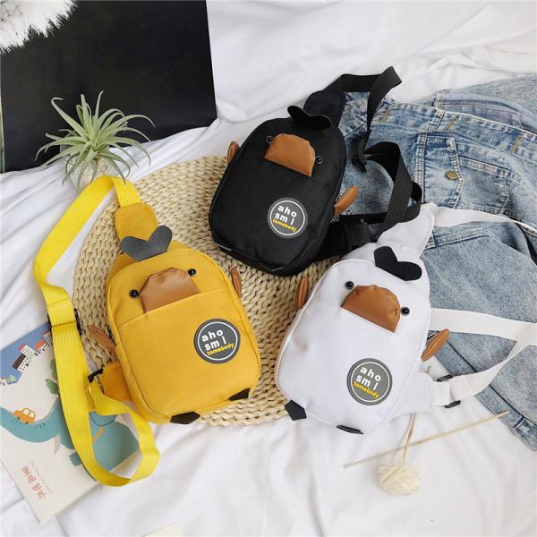 Summer chicken canvas bags kids purse chest bag red duck Fanny pack canvas OEM logo picture shoulder crossbody bag