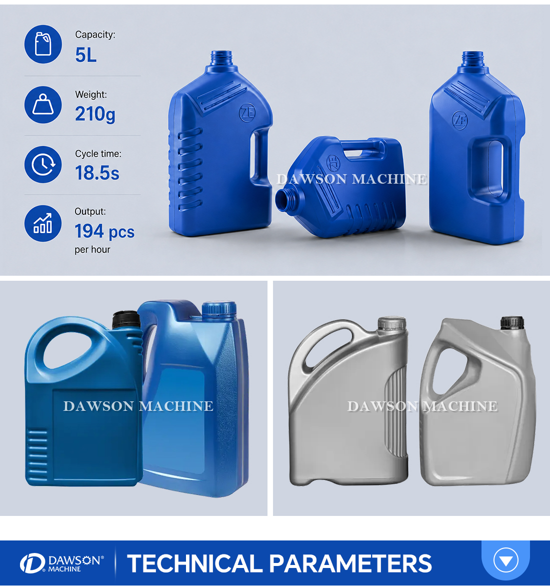 Automatic 4L HDPE Plastic Bottle Making Machine Extrusion Blow Molding Equipment