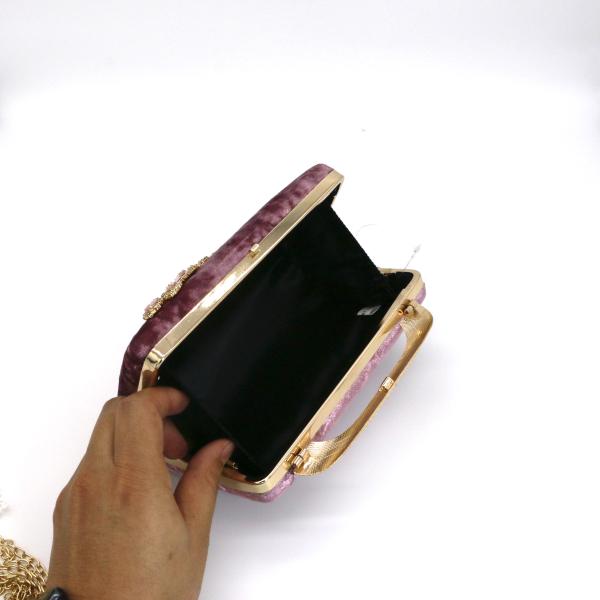Leather Clutches And Evening Bags With Violet Diamonds Burgundy Flannel Inlaid