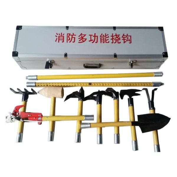 12 Piece Multi-functional Firefighting Rake Hook Set, Professional Fire Rescue Combination Tool Kit for Demolition, Cutting, Lifting, Measuring and Emergency Rescue