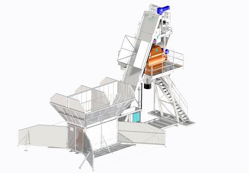 Bucket Feeding HZS60 60m3/h Concrete Batching Plant