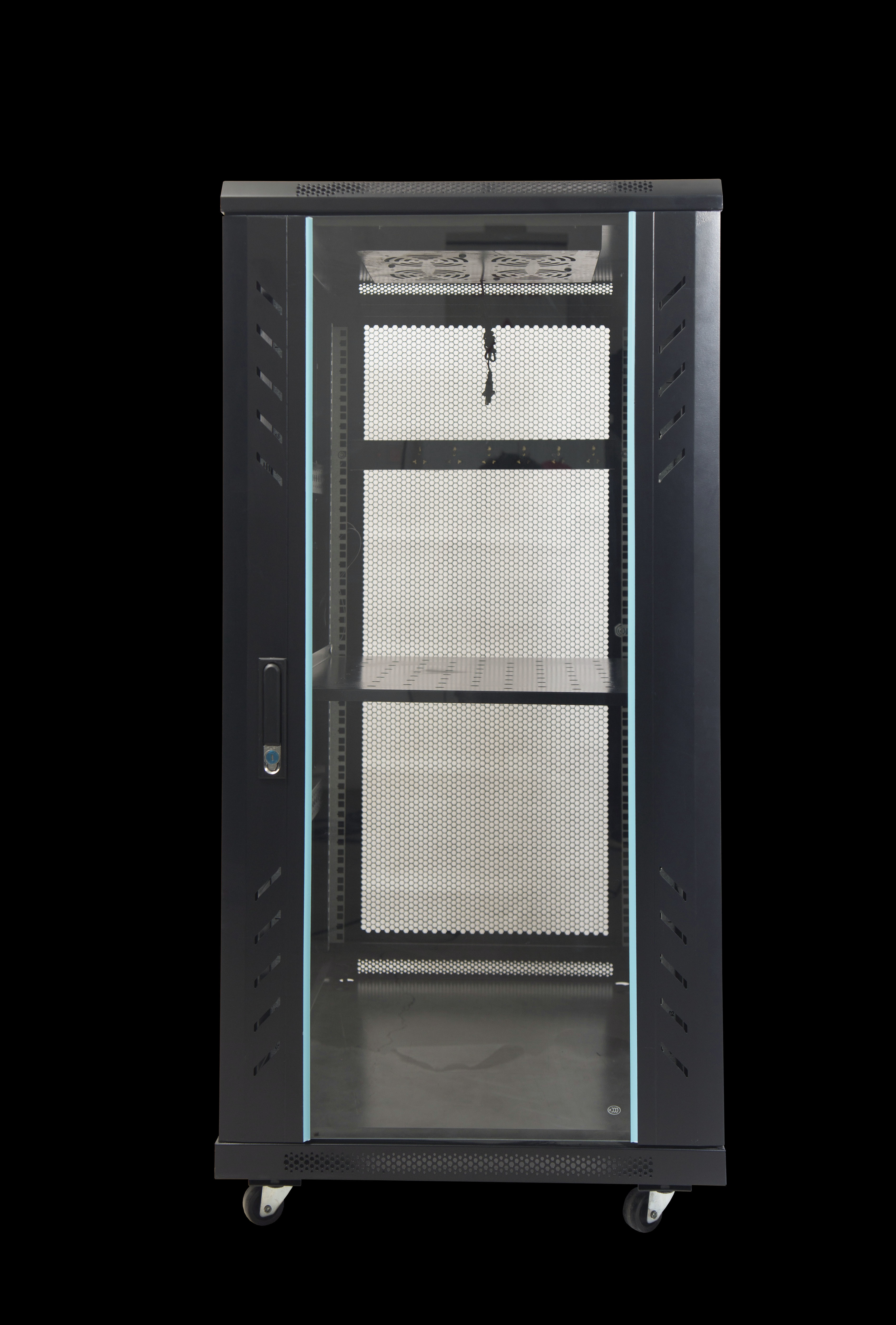 19 Inch Tempered Glass Door Server Rack with 600mm Width 1000mm Height and RAL7035 Colour