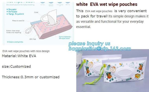 reusable wet wipe pouch dispenser for baby or personal wipes, Custom logo gravure printing side gusset EVA wet wipes org
