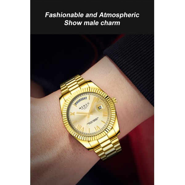 Waterproof Men's Quartz Watch With Butterfly Clasp