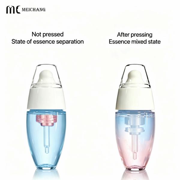 PETG 30ml+3ml Airless Dual Chamber Scalp Serum Bottle | Water-Oil Fresh Mix Hair Growth & Anti-Aging Packaging(MC-901-6)