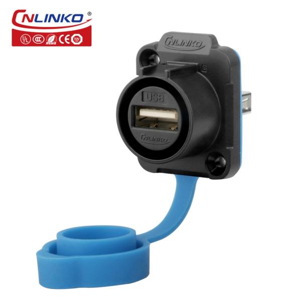 CNLINKO LP20 USB 2.0 Ip68 Waterproof Industrial Plastic Dual Usb Wire Connector