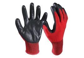 Nitrilo vermelho e preto abrasão firme mergulhada do punho da segurança de