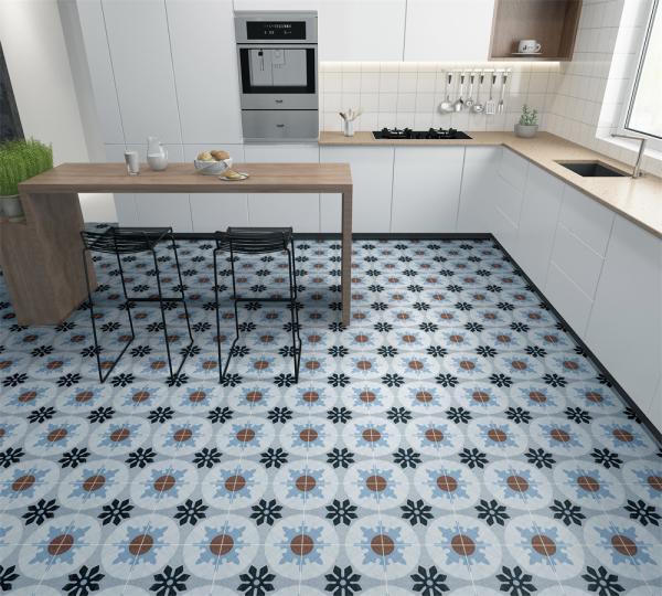 Gray and Blue 20x20cm Ceramic Rustic Tile for Indoor Walls and Floors