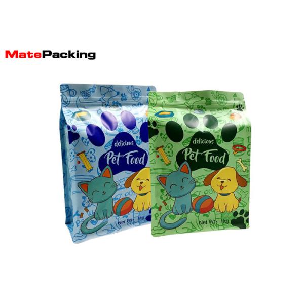 Matte Colorful Printing Dry Food Packaging Bags , Flat Bottom Pet Dog Treat Bag With Zipper