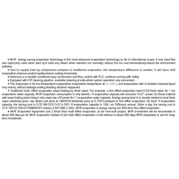 5ton par système de MVR de traitement des eaux usées de déchets industriels d'heure