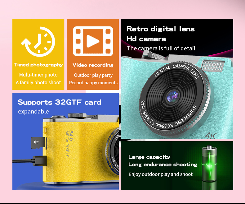 DLC 4K Ultra HD Flip Screen CCD Camera with 7.1x-16x Optical Zoom & 2.4