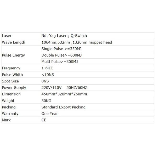 Q switch nd yag laser tattoo removal beauty machine