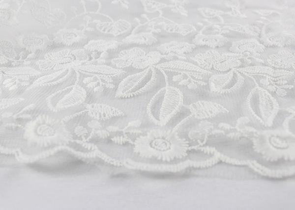 Tela floral branca do laço do bordado da guipura/tela malha nupcial da lantejoula para o vestido de casamento
