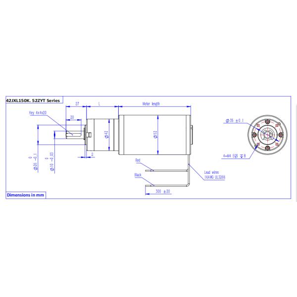 42JXL150K. 52ZYT SERIES High Power 24v 48v DC Motor High Torque Low Speed