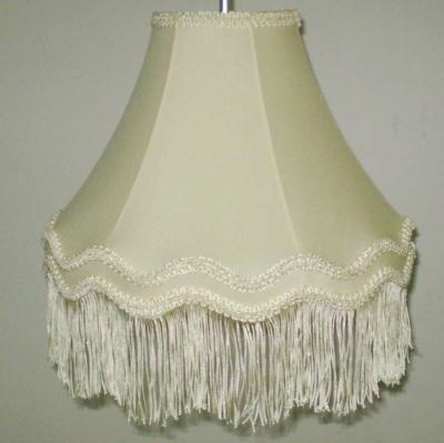 Hard Back TC Fabric Victoria Lamp Shade Classical With Fringe
