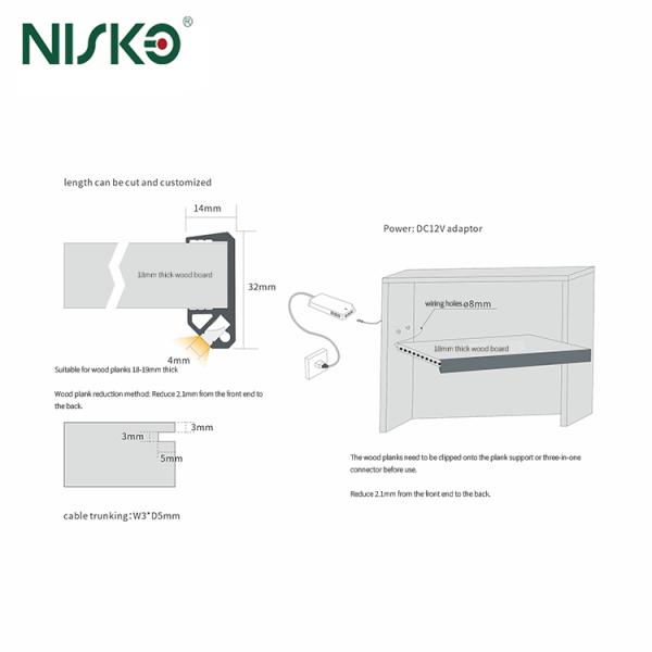 Ultra Slim Led Light Strip Aluminum Profile Extrusion Silicone Shelves Light For Wardrobe Closet 