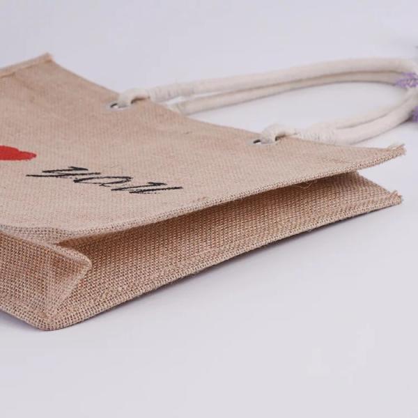 Washable Personalized Jute Beach Bags / Mini Jute Gift Bags With Handles