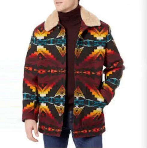                  Western Clothing Custom Plus Size Men′s Geometric Pattern Single Breasted Turndown Aztec Style Coats Jackets for Men             
