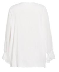 White / Black Color Fashion Ladies Blouse With Flounce In Front Placket And Sleeve End