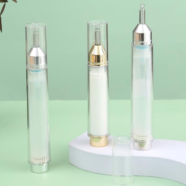 Silver Luxury Plastic Syringe Airless Bottle 5ml10ml 15ml for Empty Airless Cosmetic Dispenser