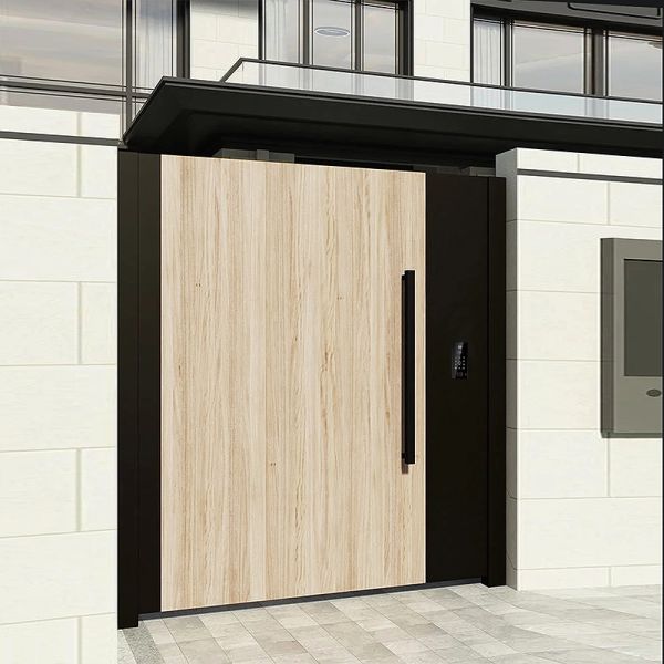 Modern Finished Solid Wood Pivot Door Anti Theft Commercial Exterior Entry Door