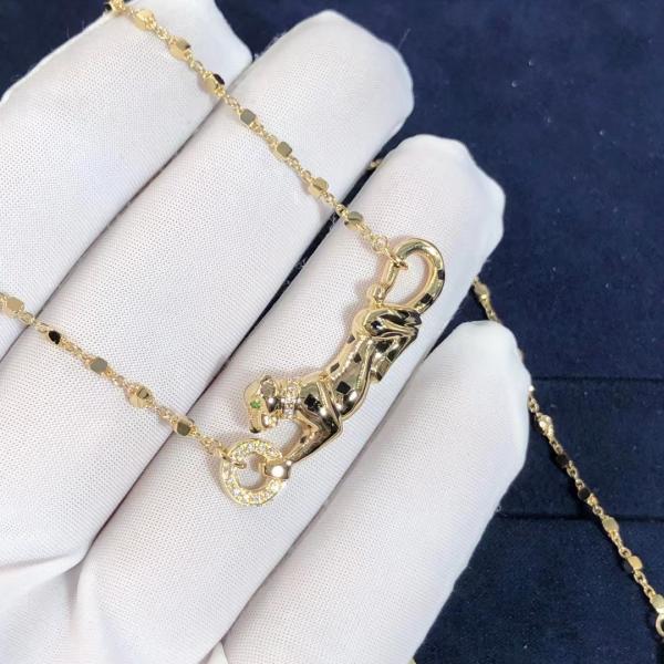 Car Tie 18k Gold  PanthèRe De Car Tier Necklace Rose Gold Tsavorite Garnets VVS Diamonds