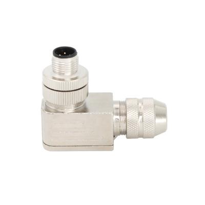 IP67 Circular M12 Connectors Angled 4 Pin Male Full Metal Field Assembled Contact