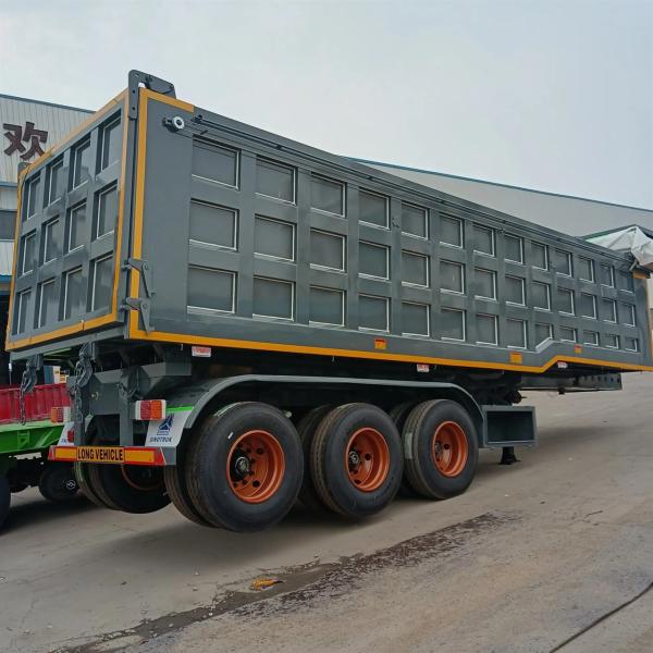 3-Axle JOST 2.0/3.5-Inch Kingpin 12R20 Tires (12R22.5 Can Be Customized)  Dump Semi Trailer