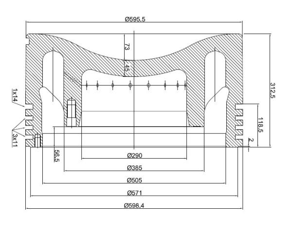 6S60MC Piston Crown Marine Diesel Parts With Ring Groove Size 14*11*11*11 MM For KAWASAKI / MAN B&W