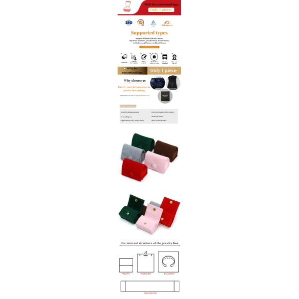 Candy Color Velvet Jewelry Box for Customized Storage of Rings Necklaces and Earrings
